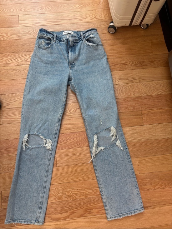 Abercrombie & Fitch Denim - Abercrombie & Fitch Light Blue Distressed Straight-Leg Jeans